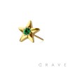 316L SURGICAL STEEL THREADLESS PUSH IN EMERALD CENTER CZ STAR TOP PART